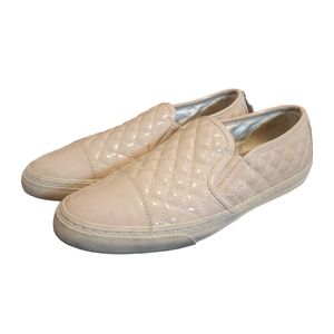 Geox Respira Cream Quilted Cap Toe Slip On Sneaker